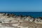 Scenic Honokahua bay vista with Dragon\\\'s Teeth rocks in the foreground on Maui, Hawaii