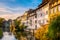 Scenic and iconic cityscape of historic Petite France disctrict, downtown Strasbourg, on a sunny late afternoon. Houses along the