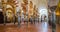 Scenic indoor sight in the Mosque Cathedral of Cordoba. Andalusia, Spain.