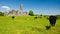 Scenic irish ancient church abbey ruins landscape