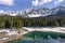 Scenic Lake Carezza ital. Lago di Carezza - the Fairytale Lake of the Dolomites, Italy