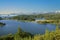 Scenic lake district in Patagonia, spectacular  landscape with Andes view