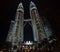 Scenic landmark nightview of the Asian tallest Petronas Twin Tower at Putrajaya.