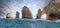 Scenic landmark tourist destination Arch of Cabo San Lucas, El Arco, whale watching and snorkeling spot