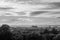 Scenic Landscape of the Avonmouth and the Severn Channel from a Bristol Countryside with dramatic sky.