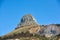 Scenic landscape of blue sky over the peak of Table Mountain in Cape Town from below with copyspace. Beautiful views of