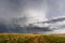 Scenic landscape with dramatic thunderstorm clouds in Montana