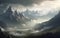 Scenic landscape featuring mountains in the clouds, Generative AI