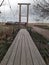 Scenic landscape hanging plank bridge Terry Bison Ranch Cheyenne Wyoming