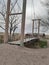 Scenic landscape hanging plank bridge Terry Bison Ranch Cheyenne Wyoming