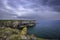 Scenic landscape of Pembrokeshire coast, Uk.Cliff head cutting i