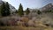 Scenic landscape of snow capped Eastern Sierra mountains in springtime, California