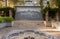 Scenic landscape with tiled fountain at the Parque Marechal Carmona in Cascais, Portugal