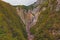 Scenic landscape view of Boka Waterfall. It is the mightiest waterfall in Slovenia. It high is 106 altitude meters.