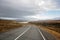 Scenic landscape view of Icelandic road and beautiful areal view of the nature autumntime