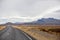 Scenic landscape view of Icelandic road and beautiful areal view of the nature autumntime