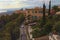 Scenic landscape view of luxury resorts in Taormina in sunny day. Famous touristic place and travel destination in Europe