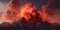 Scenic landscape with volcano eruption. Mount with lava and magma. Generative AI