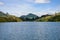 Scenic landscape of Waikato river from a ferry near Orakei Korako geothermal park