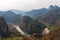 Scenic landscape of Wuyi Mountains peaks and the River of Nine Bends, Fujian province, China