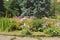 Scenic landscaped park-garden. Beautiful blooming flower summer garden