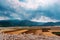 Scenic lanscape view mountain and meadow