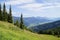 scenic lush green alpine landscape of the Dachstein region in Austria (Styria)