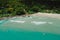 Scenic Matadeiro beach with blue ocean. Aerial view