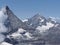 Scenic Matterhorn, Cervino mountain in clouds in Switzerland