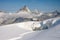 Scenic Matterhorn peak as seen from Breithorn glacier above Zermatt