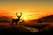 In a scenic meadow, a deer silhouette symbolizes wildlife conservation