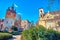 The scenic medieval styled Tower of Vajdahunyad Castle complex in Budapest, Hungary