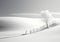 Scenic monochrome image of a fence in sand dunes. Snow scenes in minimalist style. Winter time. AI generative