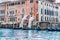 Scenic monumental sculpture in the Grand Canal of Venice, Italy