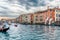 Scenic monumental sculpture in the Grand Canal of Venice, Italy