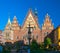 Scenic morning view of gothic City Hall building at Market Square in Old Town of Wroclaw, Poland