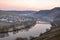 Scenic moselle river loop with village Trittenheim seen from Leiwen