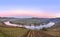 Scenic moselle river loop with village Trittenheim seen from Leiwen