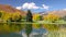 Scenic mountain lake with colorful autumn trees, Wasatch mountains