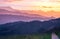 Scenic mountain landscape at sunrise with view of Himalaya snow peaks at Uttarakhand India