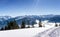 Scenic mountain panorama during wintertime in Salzburg Alps, Austria, Europe. View from Rossbrand mountain on valley and