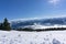 Scenic mountain panorama during wintertime in Salzburg Alps, Austria, Europe. View from Rossbrand mountain on valley.