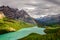 Scenic mountain view of Peyto lake valley, Canadian Rockies