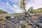 Scenic nature landscape with cloudy blue sky at Sabino Canyon State Park