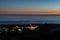 Scenic Newport Coast vista after sunset with the Santa Catalina island in the background, California