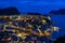 Scenic night cityscape of Alesund viewed from Aksla hill, More og Romsdal, Norway