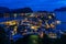 Scenic night cityscape of Alesund viewed from Aksla hill, More og Romsdal, Norway