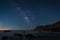 Scenic night landscape with Milky Way on the coast of the Escullos in Cabo de Gata in Spain