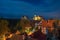 Scenic night scape of Hohnstein town with Hohnstein castle and neat timber framing houses in Saxon Switzerland, Germany