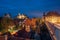 Scenic night scape of Hohnstein town with Hohnstein castle and neat timber framing houses in Saxon Switzerland, Germany